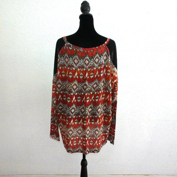 Very J., Red/white/black abstract long sleeve shirt - Picture 8 of 8